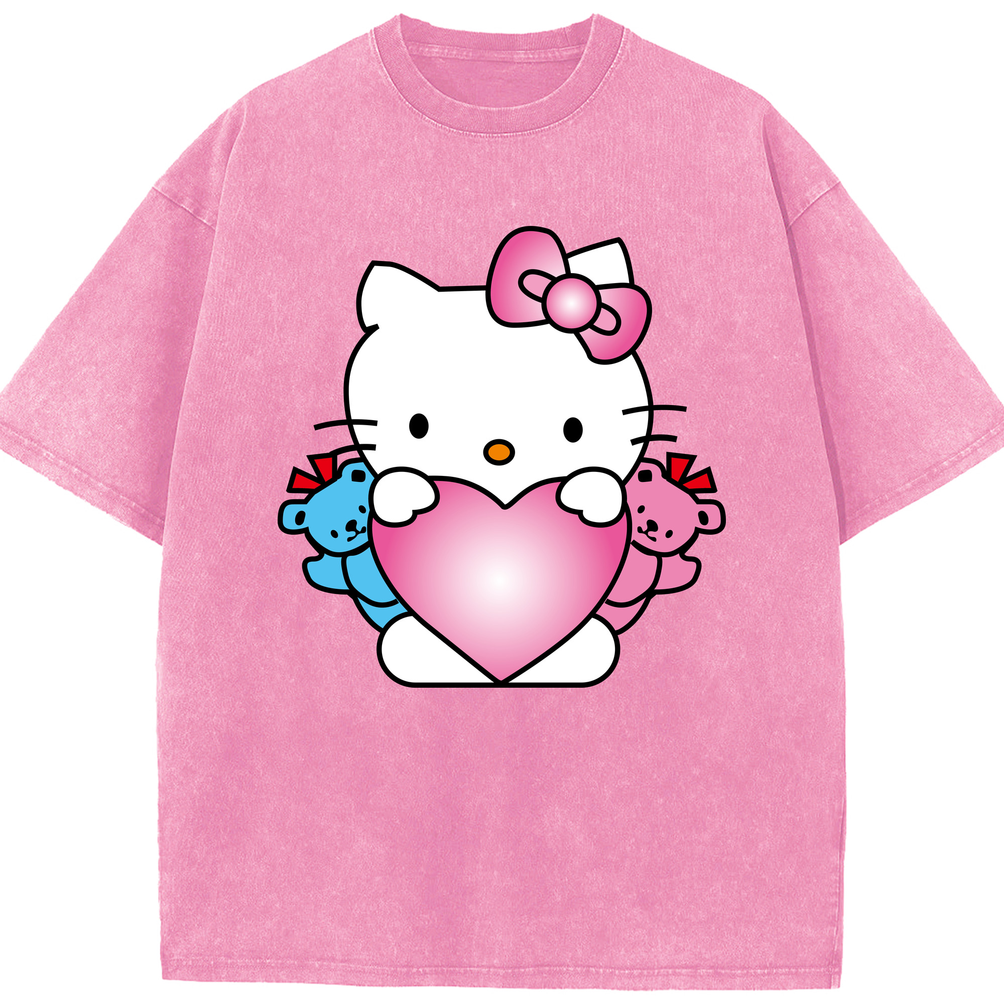 （画像用） Hello Kitty ハローキティ 綿100% ヴィンテージ風 半袖Tシャツ（フロントプリント）